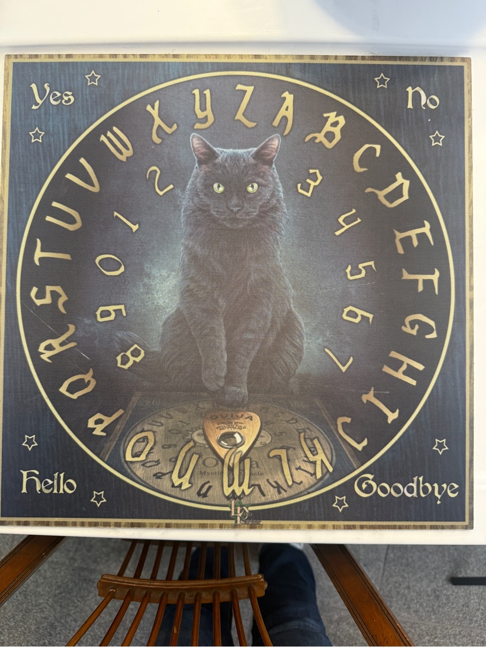 Mystic Cat Ouija Board Wall Art - Black and Gold